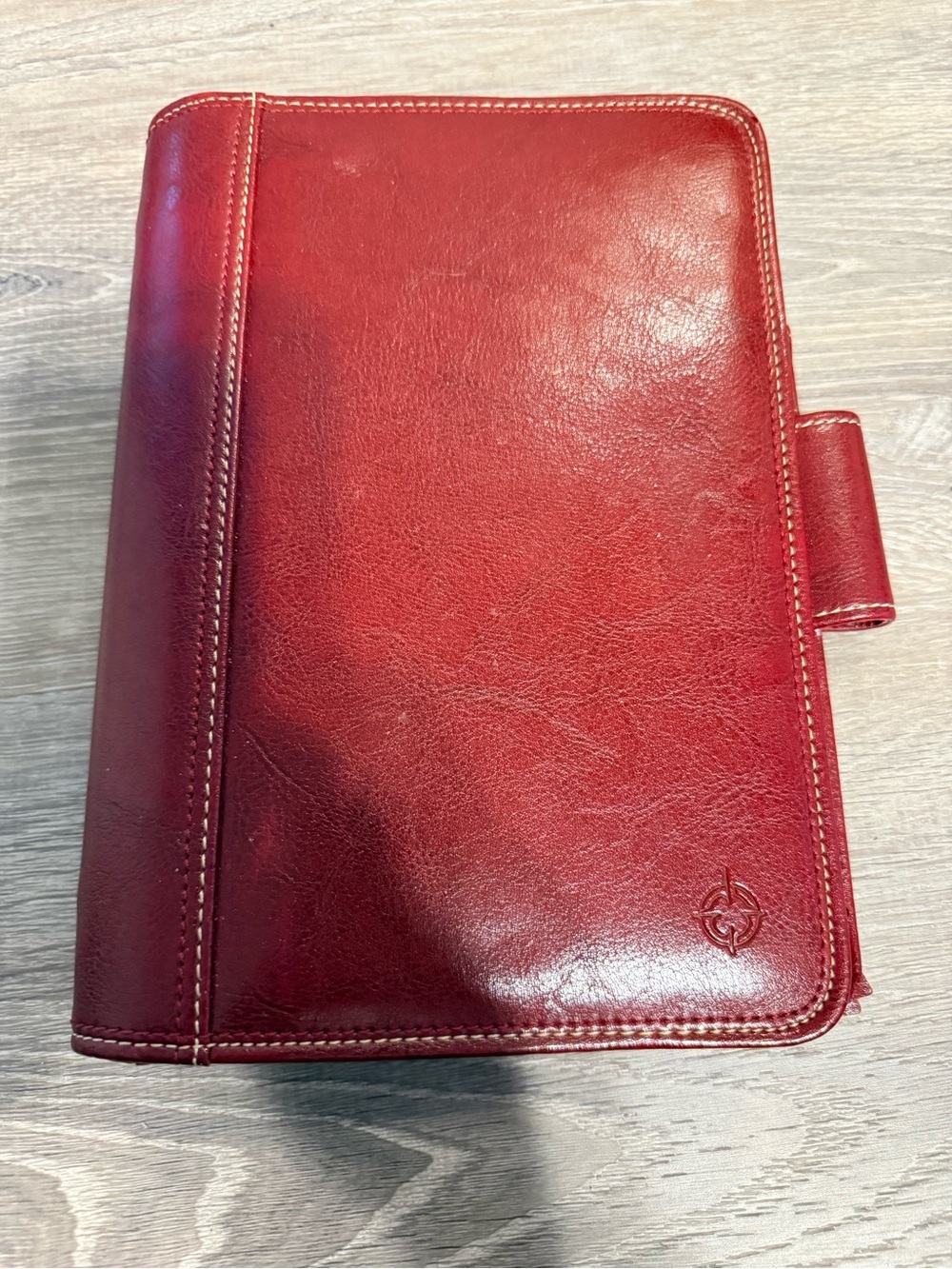 Franklin Covey Red Leather Ring Bound Binder